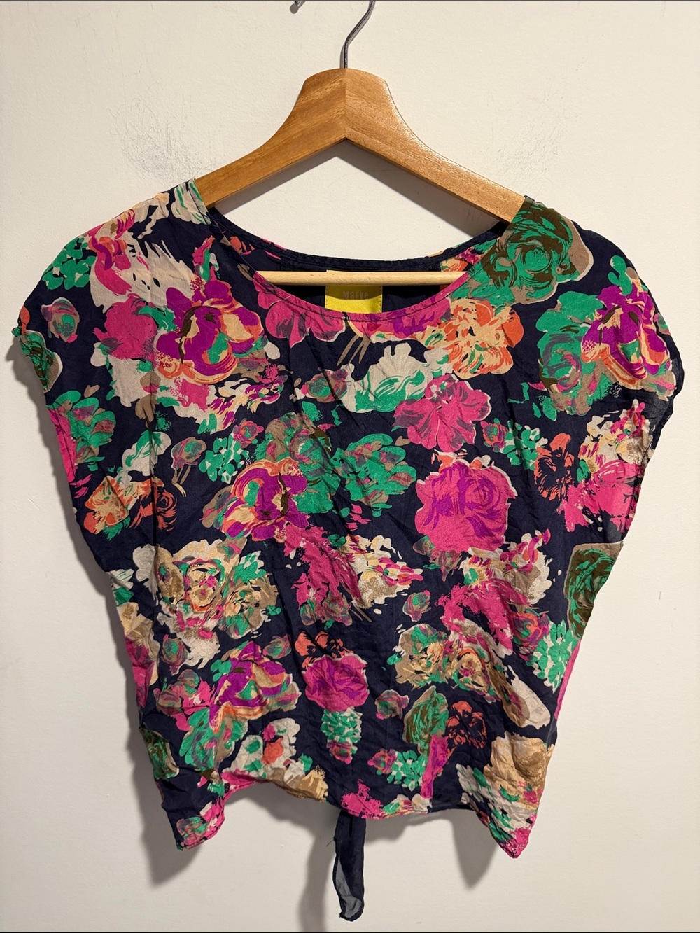 Maeve Anthropologie 100% Silk Floral Top with Tie Back Size 0
